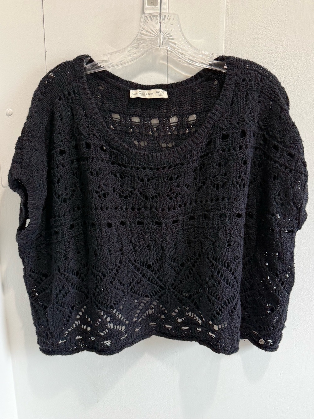 Abercrombie & Fitch Black Crochet Openwork Sweater - bohemian grannycore